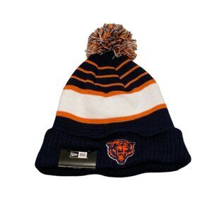 NEW ERA Kids'Chicago Bears Cuffed Pom Knit Hat One Size Navy Orange